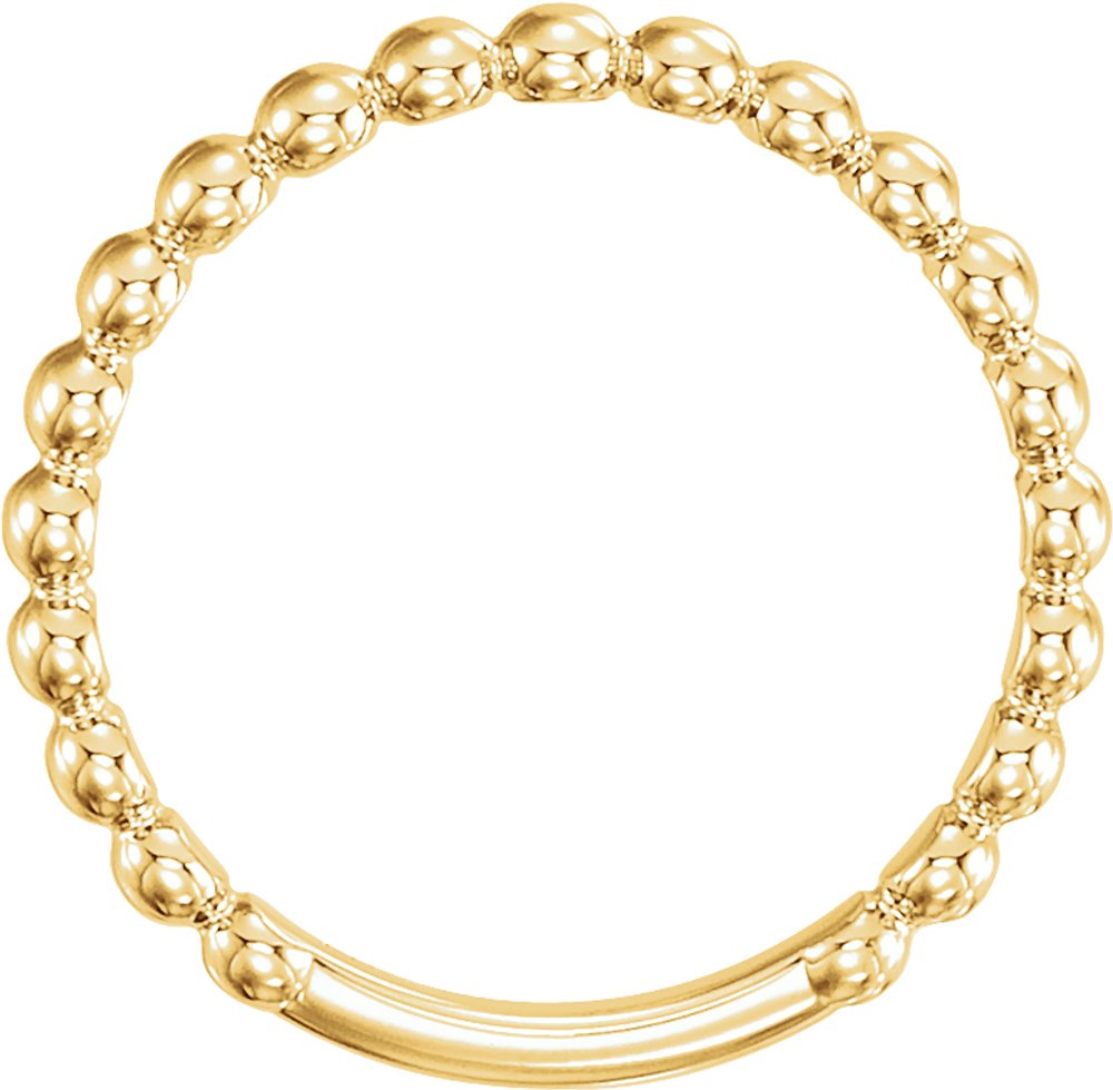 14K Yellow Gold 2.5 mm Stackable Beaded Ring