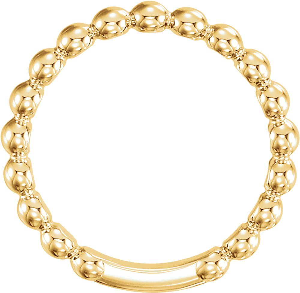 14K Yellow Gold 3 mm Stackable Beaded Ring