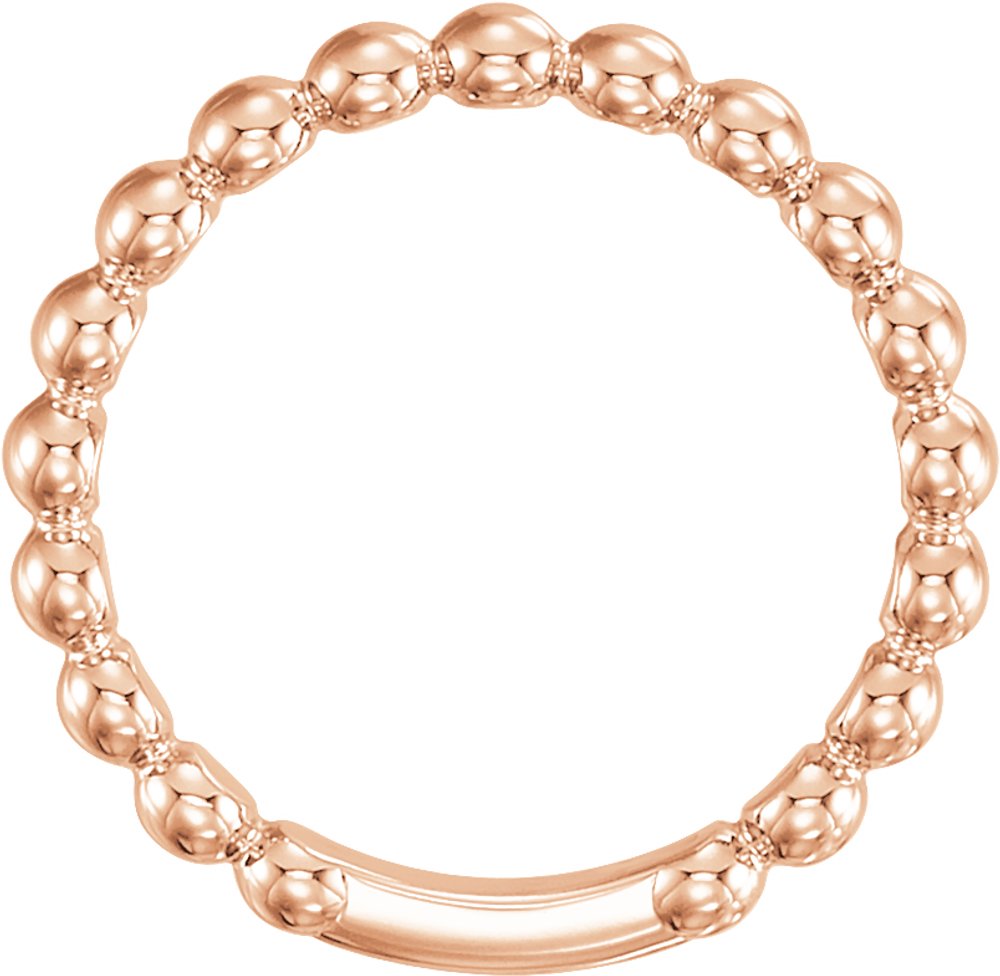 14K Rose 3 mm Stackable Beaded Ring