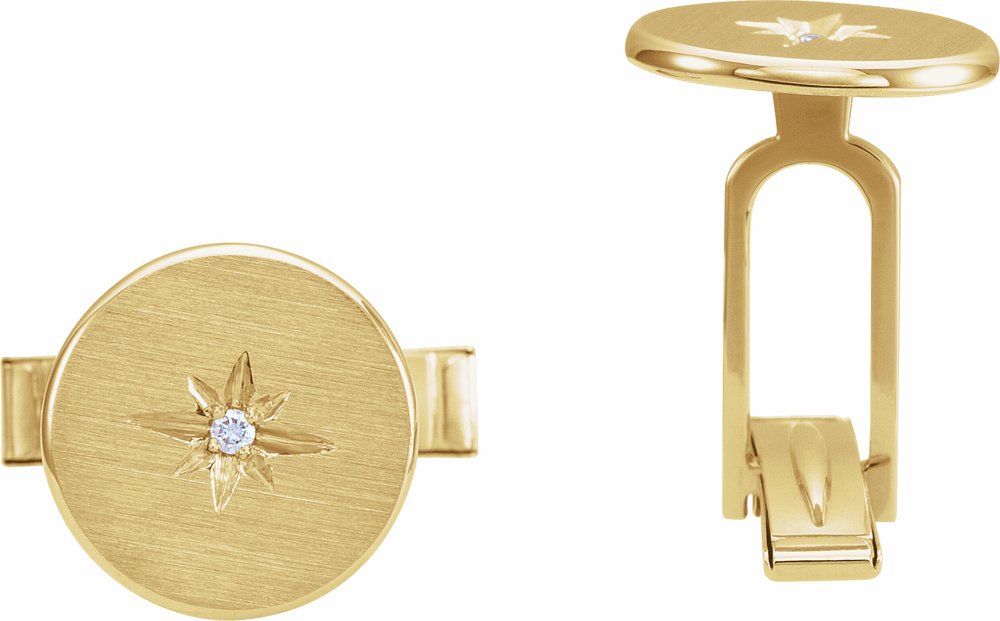 14K Yellow Gold .03 CTW Natural Diamond Star Cuff Links