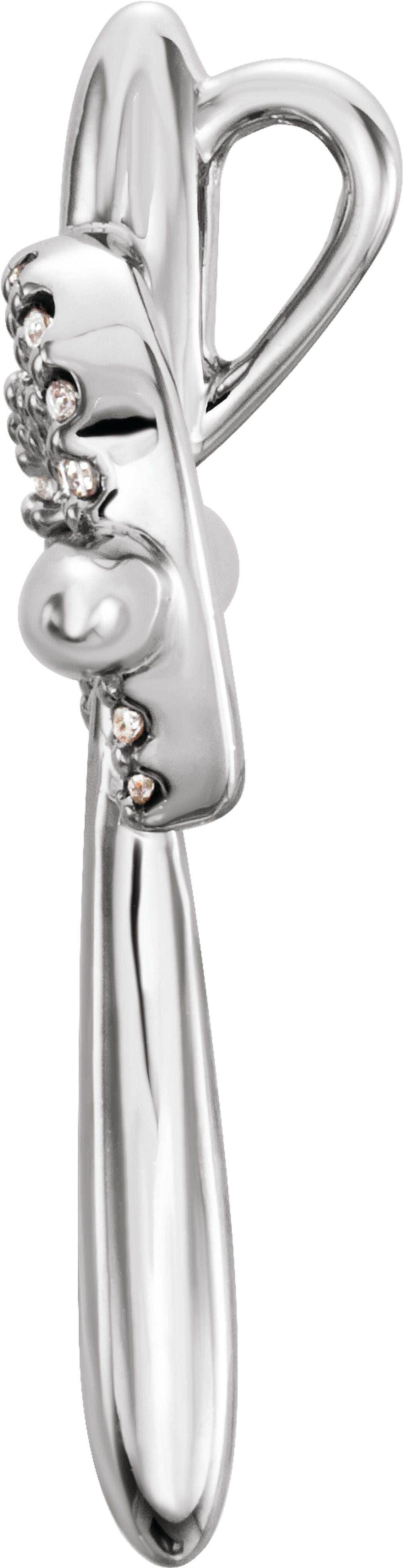 14K White Gold .04 CTW Natural Diamond Heart & Cross Pendant