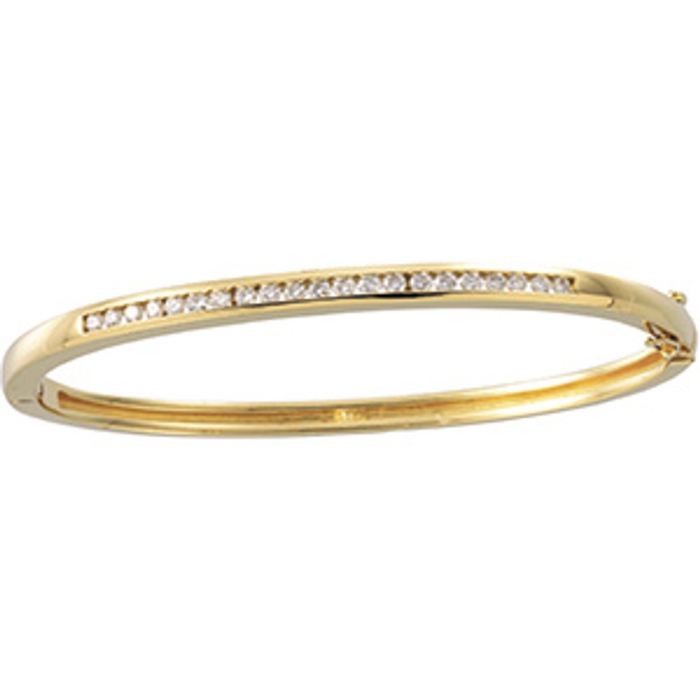 14K Yellow 5/8 CTW Natural Diamond Bangle 6 1/2" Bracelet