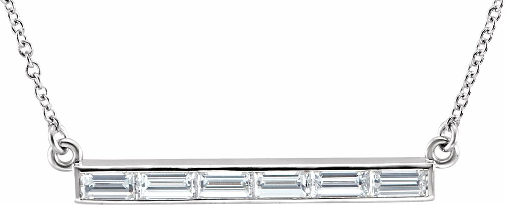 14K White Gold 3/4 CTW Natural Diamond Bar 17" Necklace