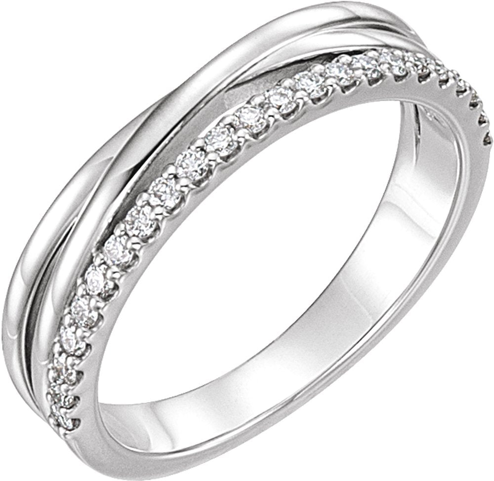 14K White 1/5 CTW Natural Diamond Criss-Cross Ring