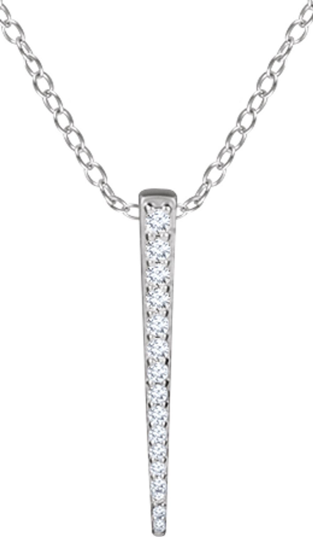 14K White Gold 1/4 CTW Natural Diamond Graduated 16-18" Bar Necklace