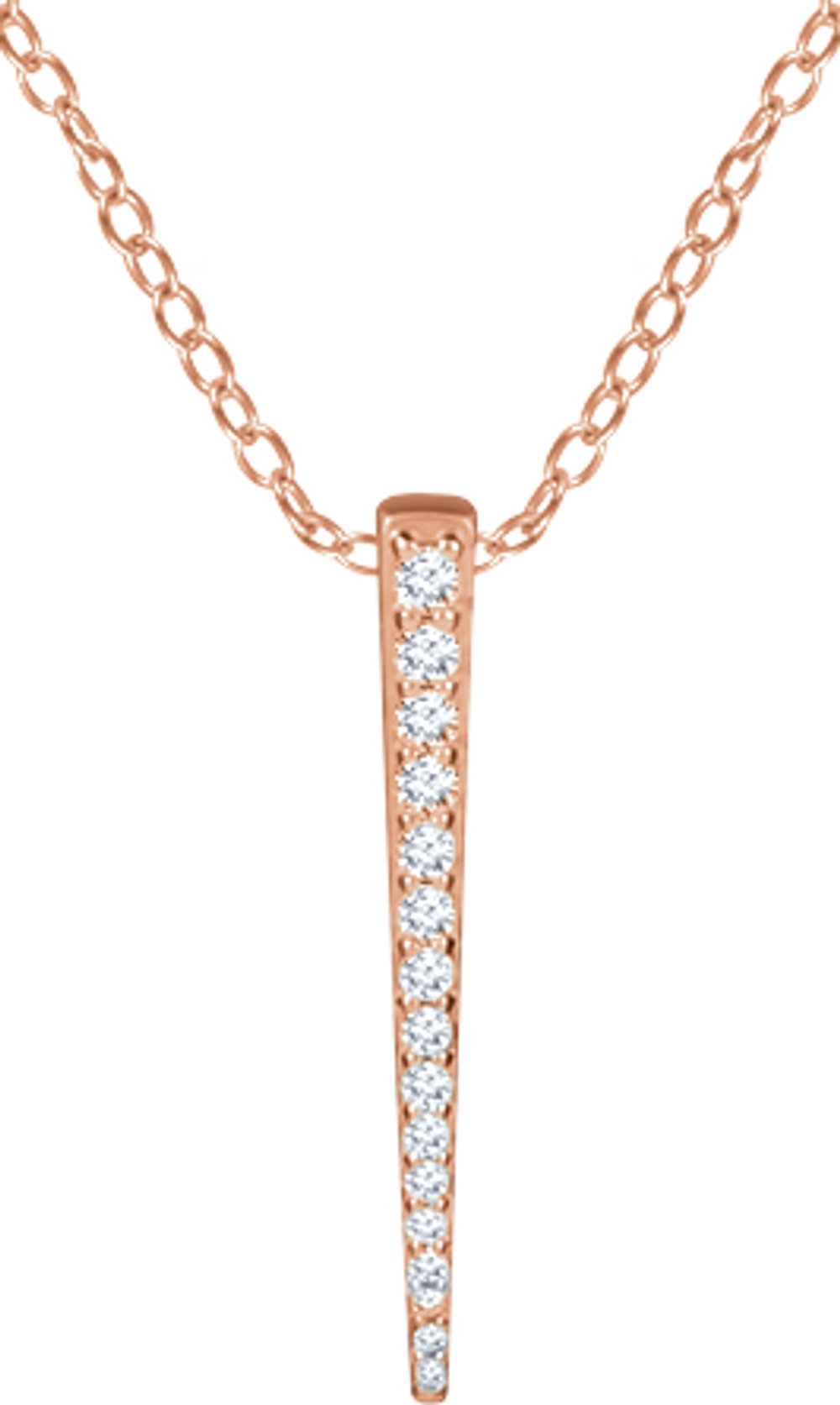 14K Rose 1/4 CTW Natural Diamond Graduated Bar 16-18" Necklace