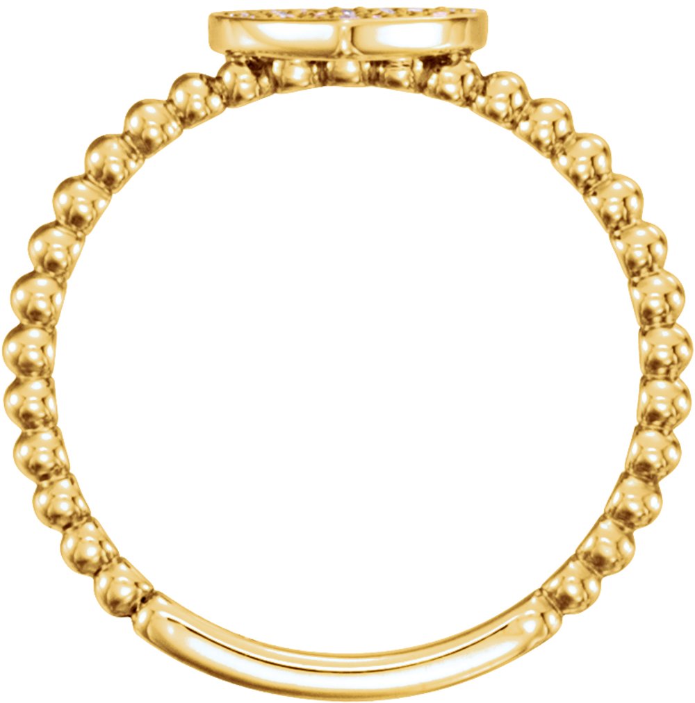 14K Yellow Gold 1/8 CTW Natural Diamond Heart Bead Ring