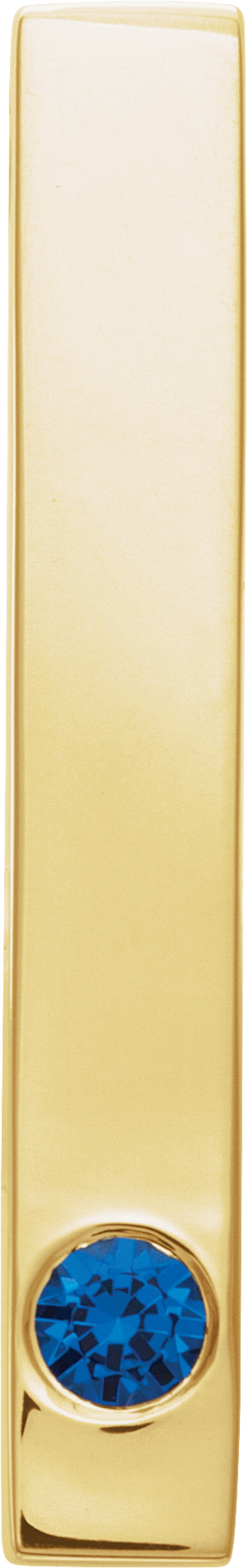 14K Yellow Gold Natural Blue Sapphire Family Engravable Bar Pendant