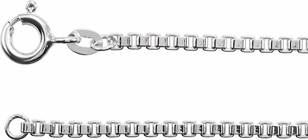 Rhodium-Plated Sterling Silver 2 mm Box 18" Chain