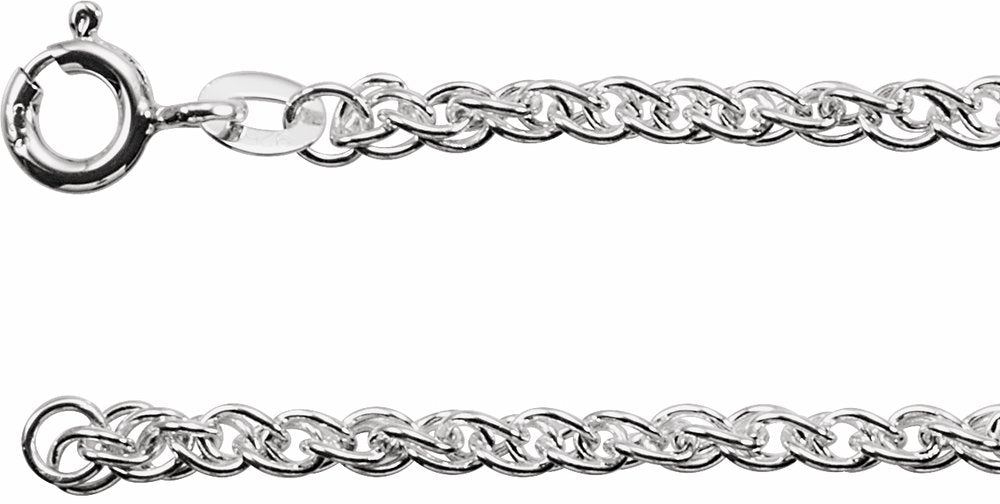 Rhodium-Plated Sterling Silver 2 mm Rope 16" Chain