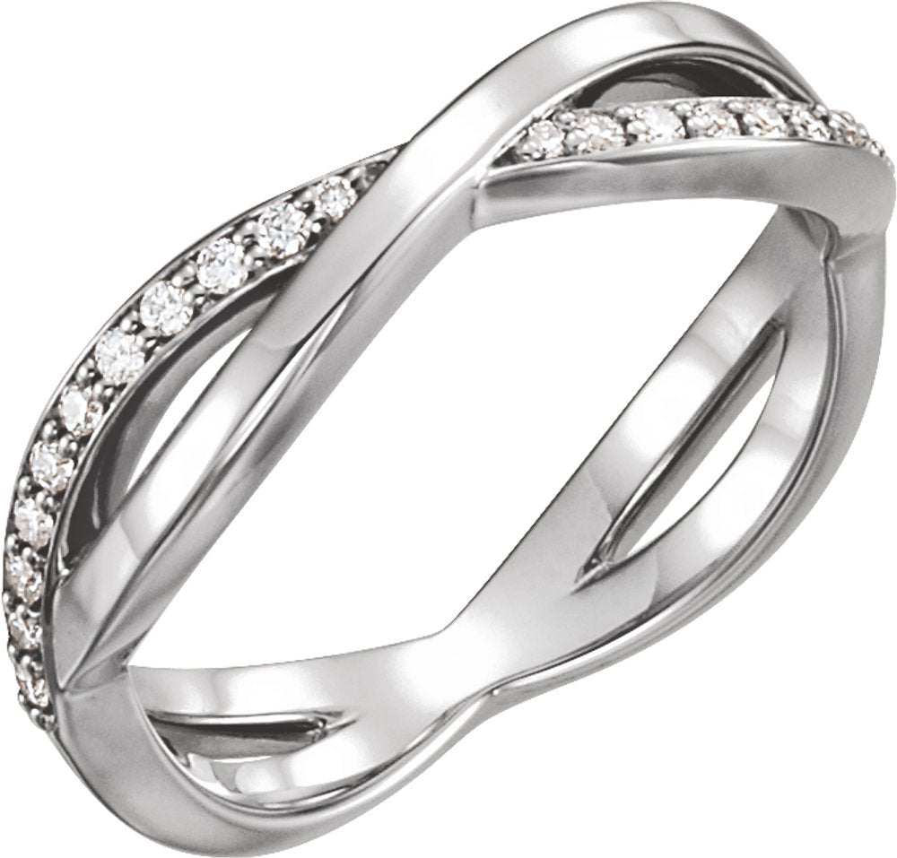 14K White Gold 1/8 CTW Natural Diamond Infinity-Inspired Ring