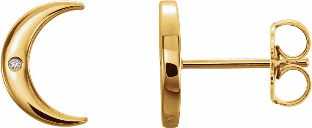 14K Yellow Gold .005 CTW Natural Diamond Crescent Earrings
