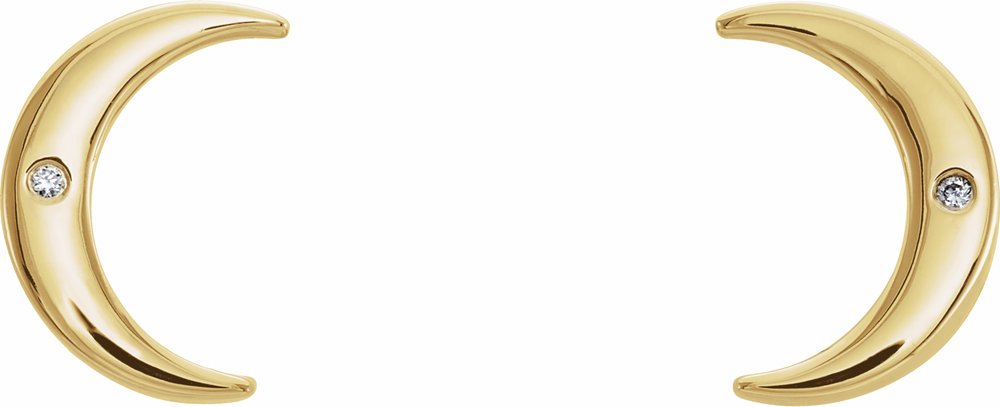 14K Yellow Gold .005 CTW Natural Diamond Crescent Earrings