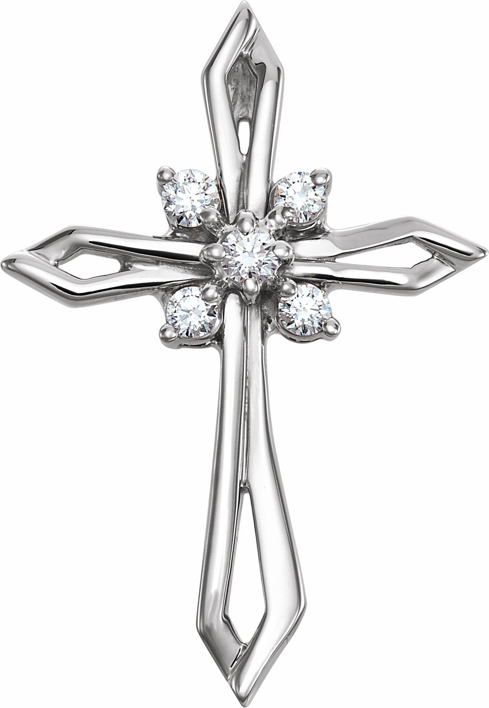 14K White Gold 1/6 CTW Natural Diamond Cross Pendant