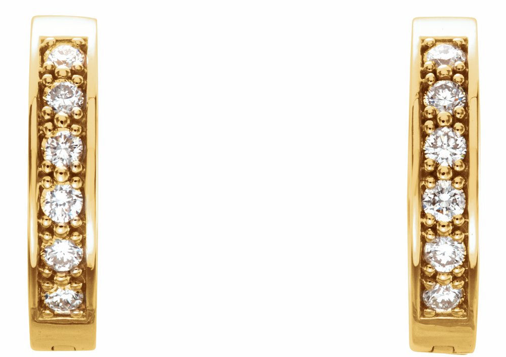 14K Yellow Gold 1/2 CTW Natural Diamond Inside-Outside 15 mm Hoop Earrings