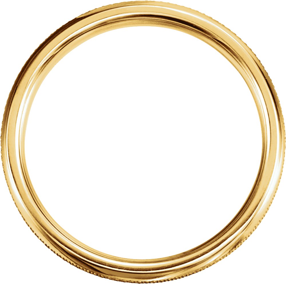 14K Yellow Gold 4 mm Knurled Comfort-Fit Half Round Band Size 10