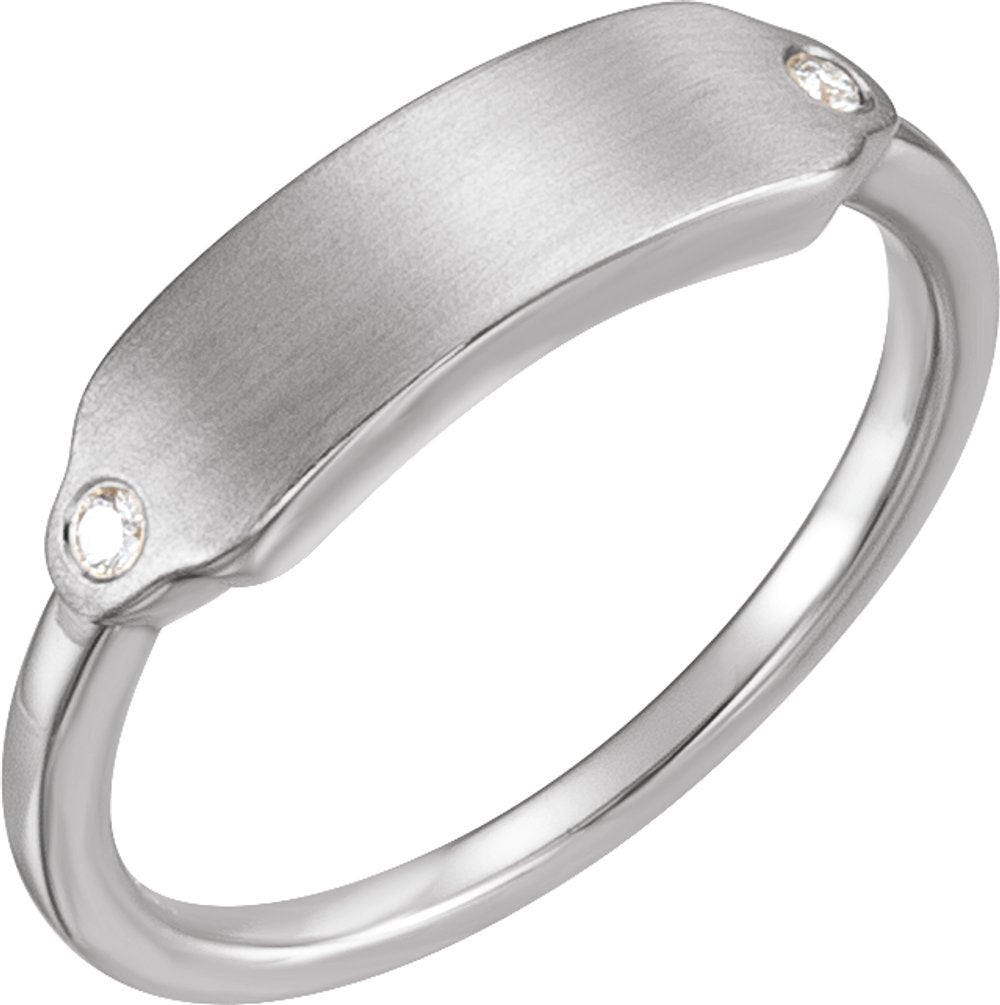 14K White Gold .03 CTW Natural Diamond 18x5 mm Signet Ring