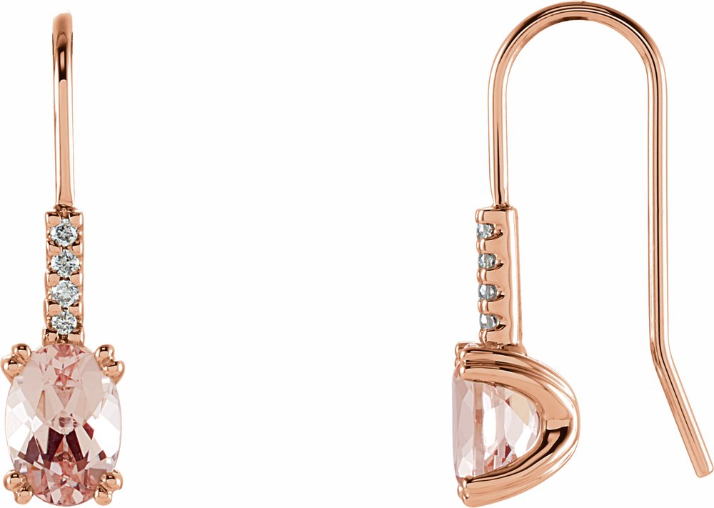 14K Rose Natural Pink Morganite & .05 CTW Natural Diamond Earrings