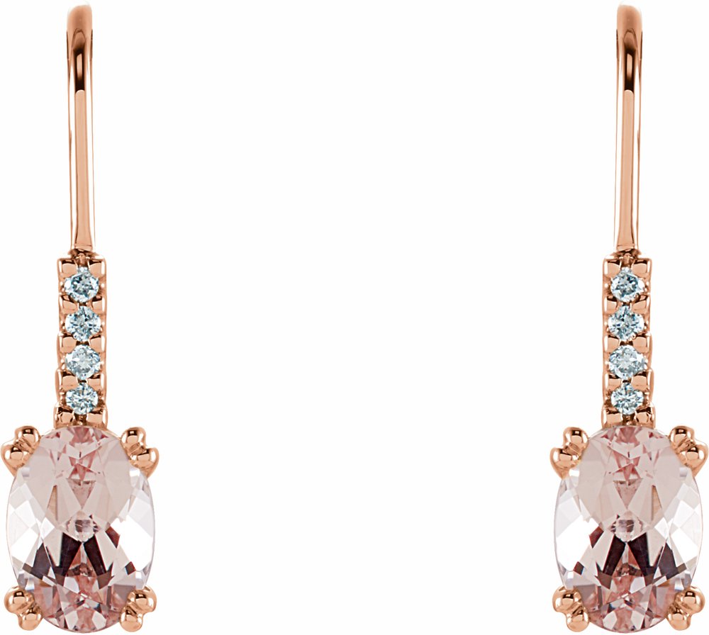 14K Rose Natural Pink Morganite & .05 CTW Natural Diamond Earrings