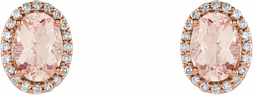 14K Rose Natural Pink Morganite & 1/5 CTW Natural Diamond Earrings