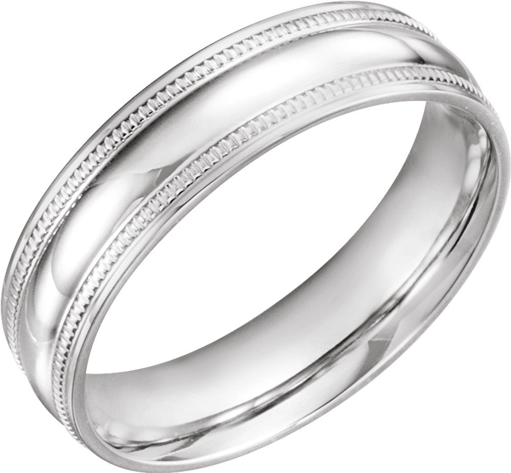 14K White Gold 6 mm Coin Edge Comfort-Fit Half Round Band Size 11