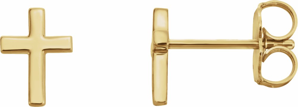 14K Yellow Gold 6 mm Cross Earrings