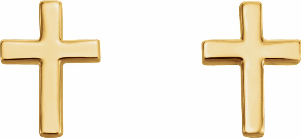 14K Yellow Gold 7.5 mm Cross Earrings