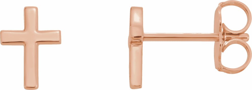 14K Rose Gold 6 mm Cross Earrings