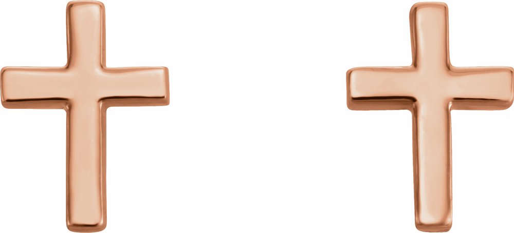 14K Rose Gold 6 mm Cross Earrings