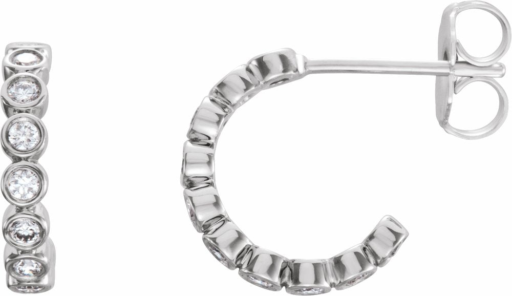 14K White Gold 1/4 CTW Natural Diamond 11.1 mm Hoop Earrings