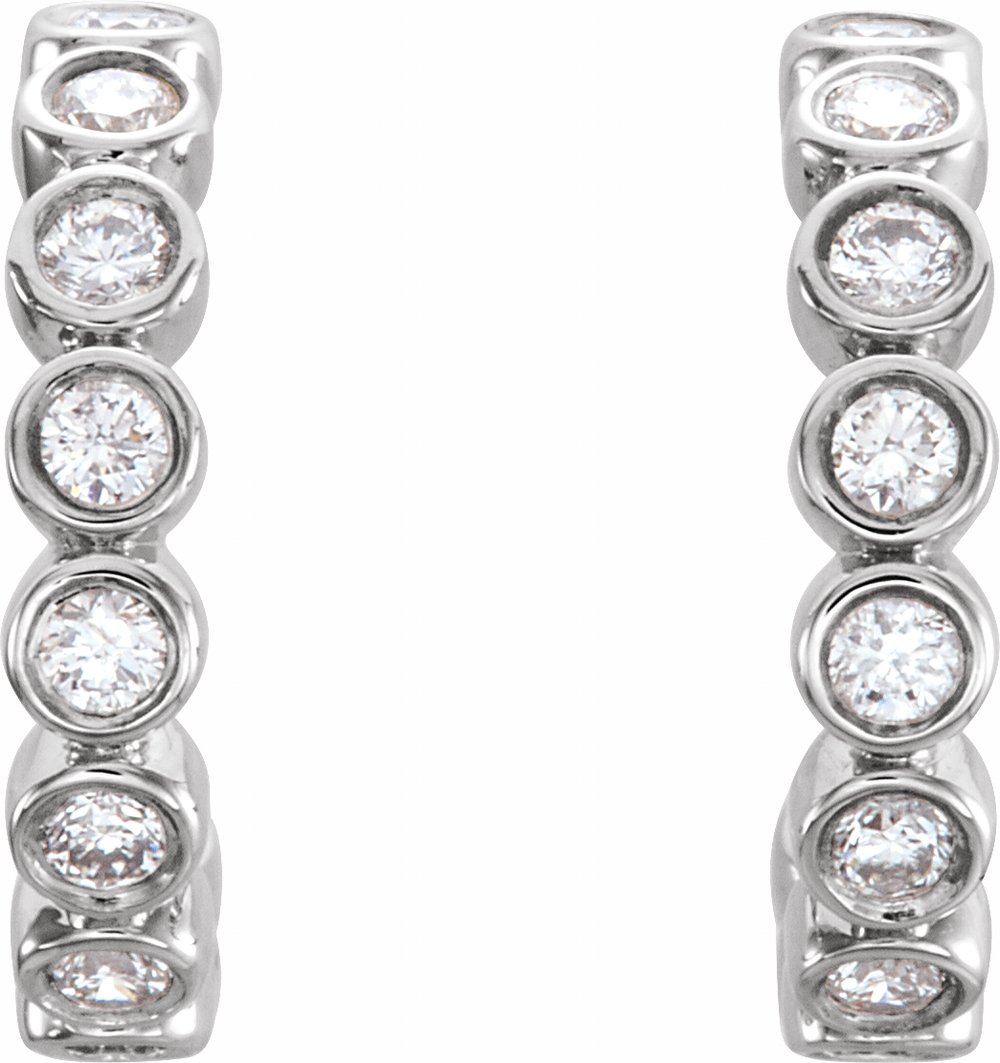 14K White Gold 1/4 CTW Natural Diamond 11.1 mm Hoop Earrings