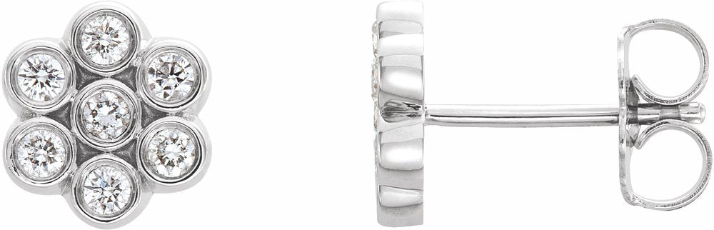 14K White 1/4 CTW Natural Diamond Cluster Earrings