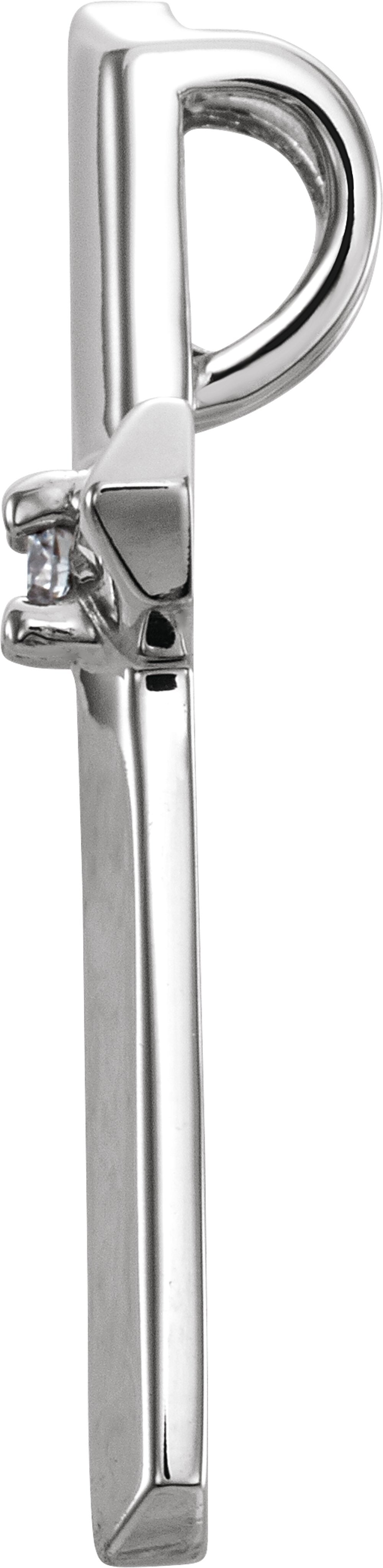 14K White .03 CT Natural Diamond Cross Pendant