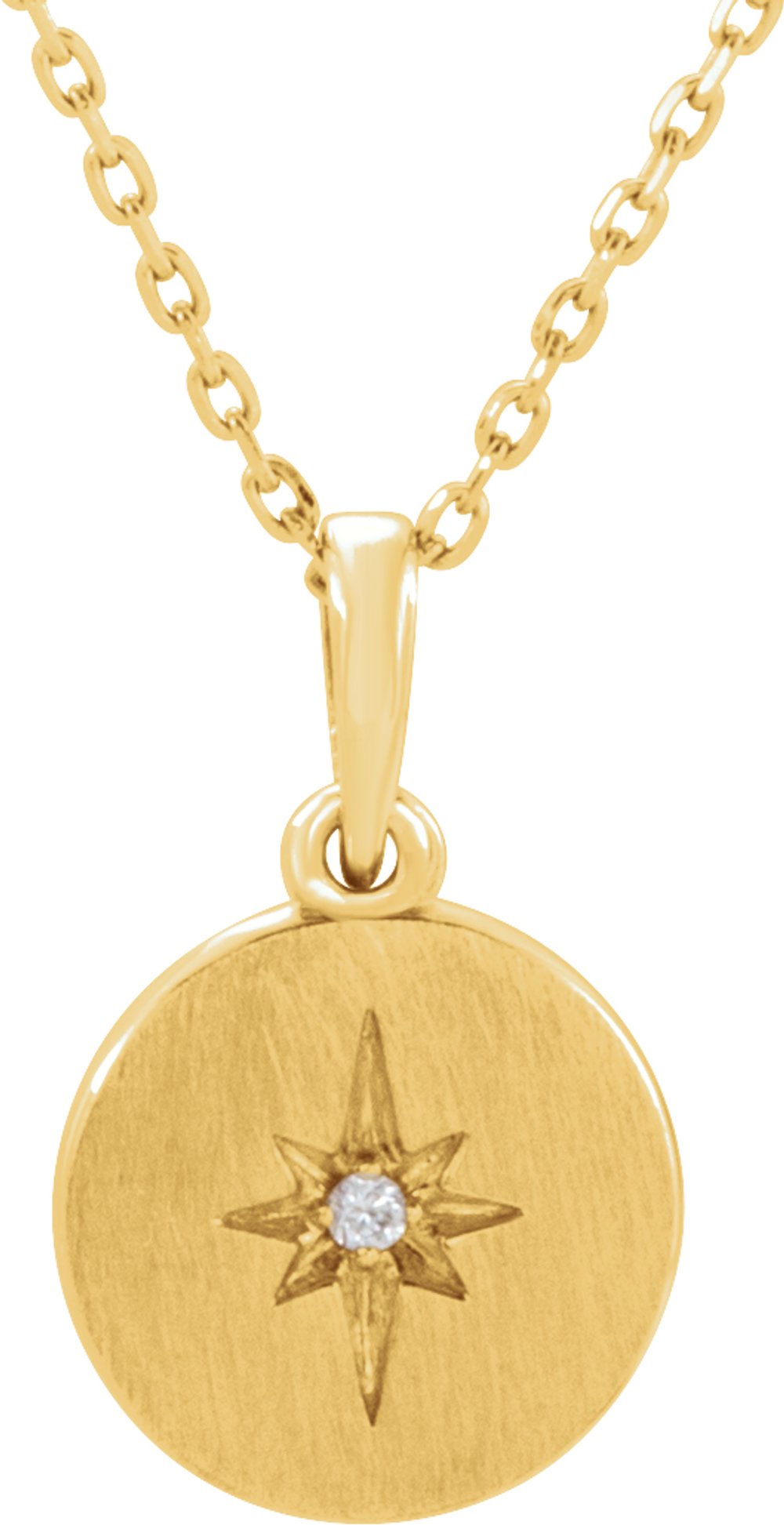 14K Yellow Gold .01 CT Natural Diamond Star 16-18" Necklace