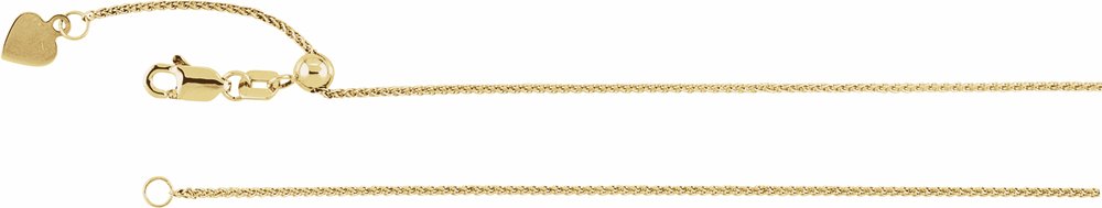 14K Yellow Gold 1 mm Adjustable Wheat 16-22" Chain