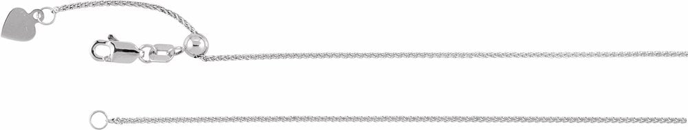 14K White Gold 1 mm Adjustable Wheat 16-22" Chain