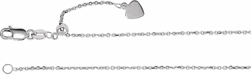 14K White Gold 1 mm Adjustable Cable 16-22" Chain