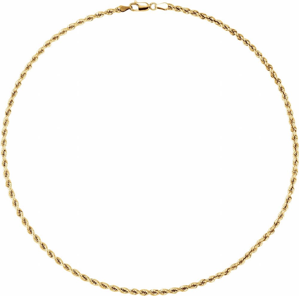 14K Yellow Gold 3 mm Rope 18" Chain