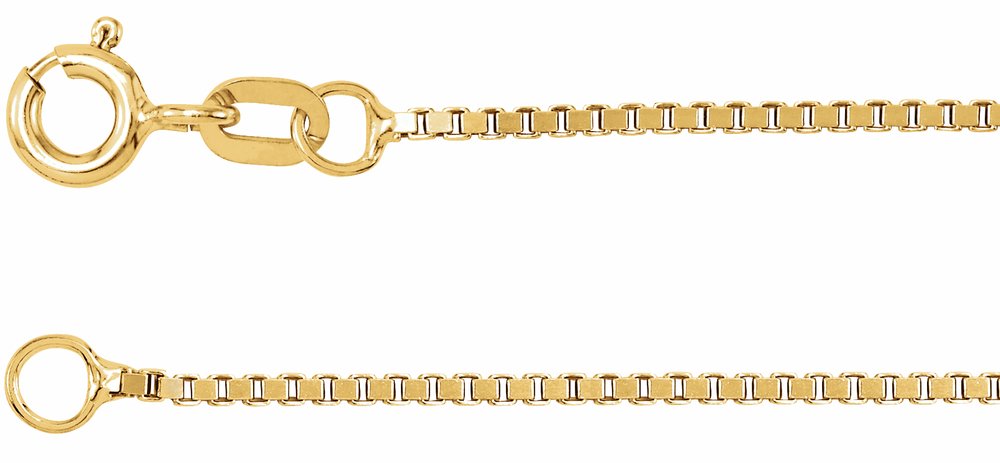 14K Yellow 1.2 mm Box 7" Chain