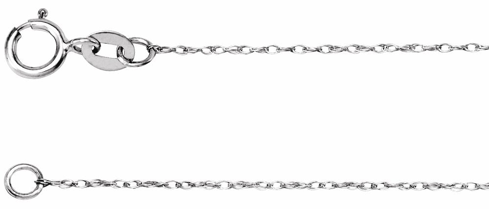 14K White Gold .75 mm Rope 18" Chain