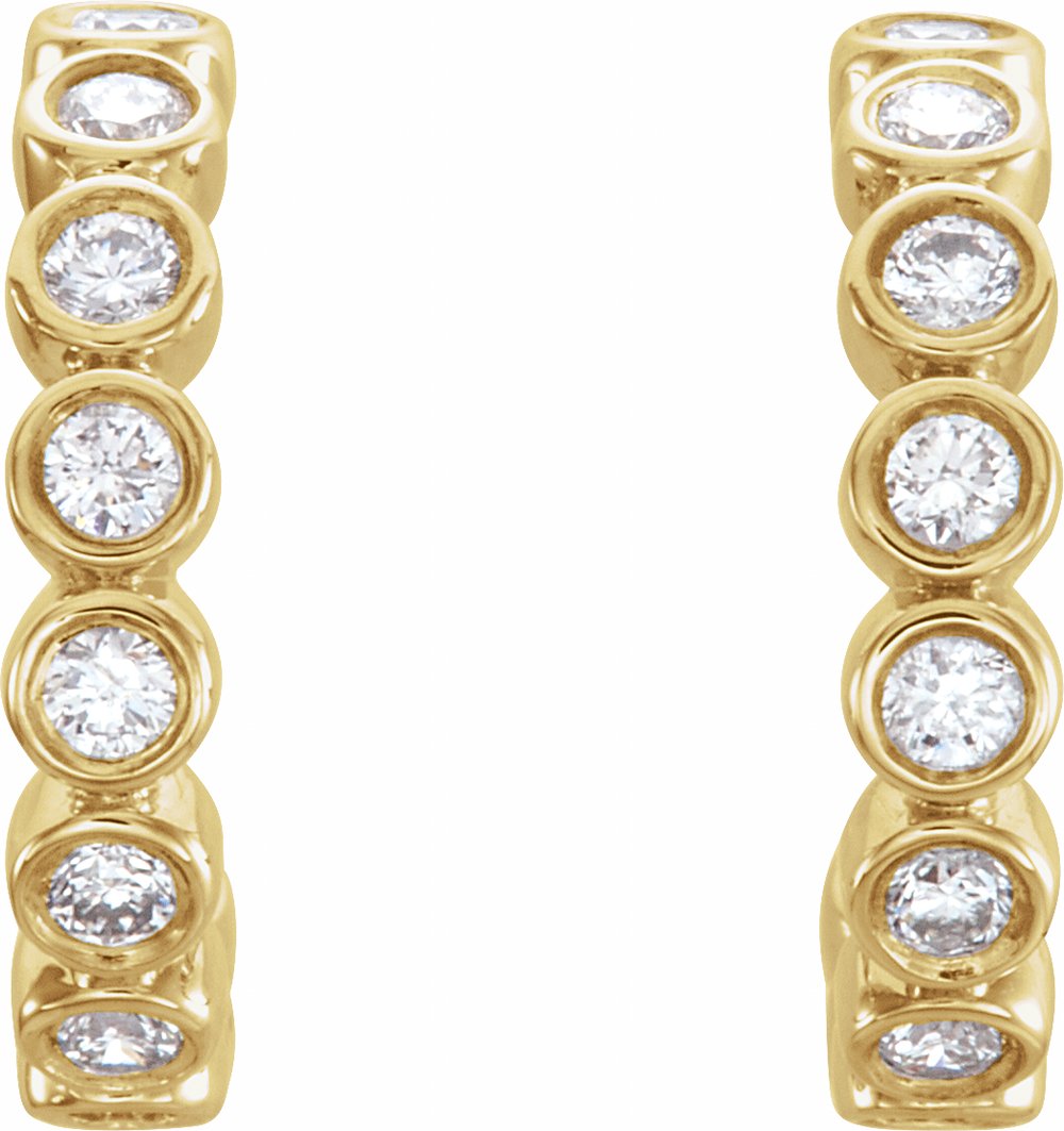 14K Yellow Gold 1/4 CTW Natural Diamond 11.1 mm Hoop Earrings