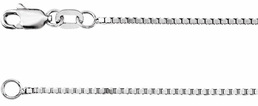 14K White Gold 1 mm Box 18" Chain