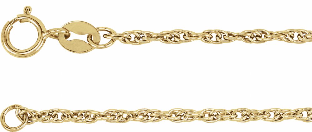 14K Yellow Gold 1.75 mm Rope 7" Chain