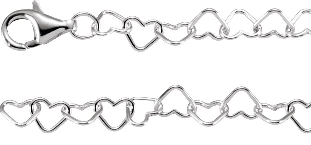 Sterling Silver 4.5 mm Heart 16" Chain