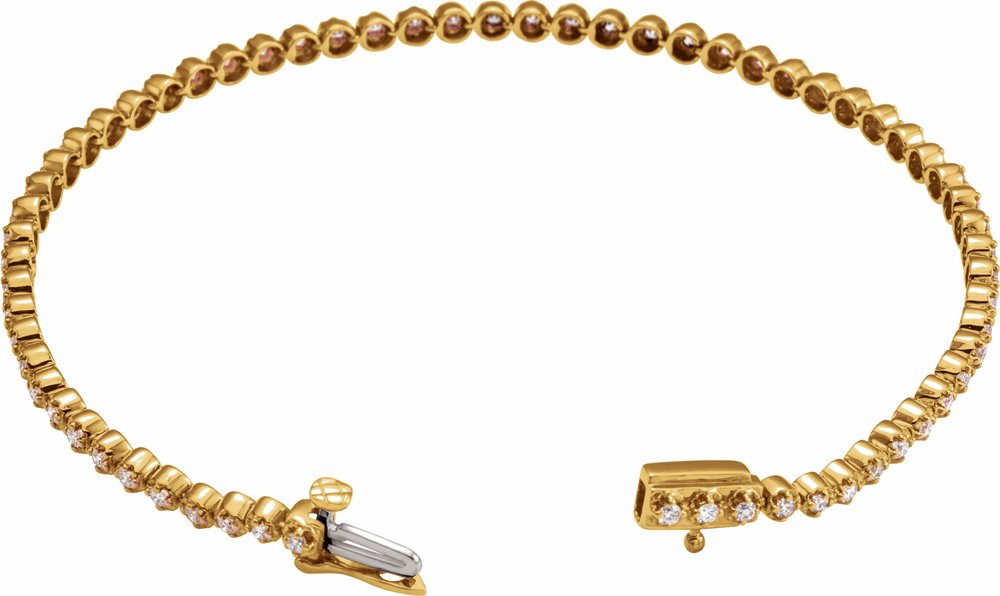 14K Yellow Gold 1 CTW Natural Diamond Line 7" Bracelet