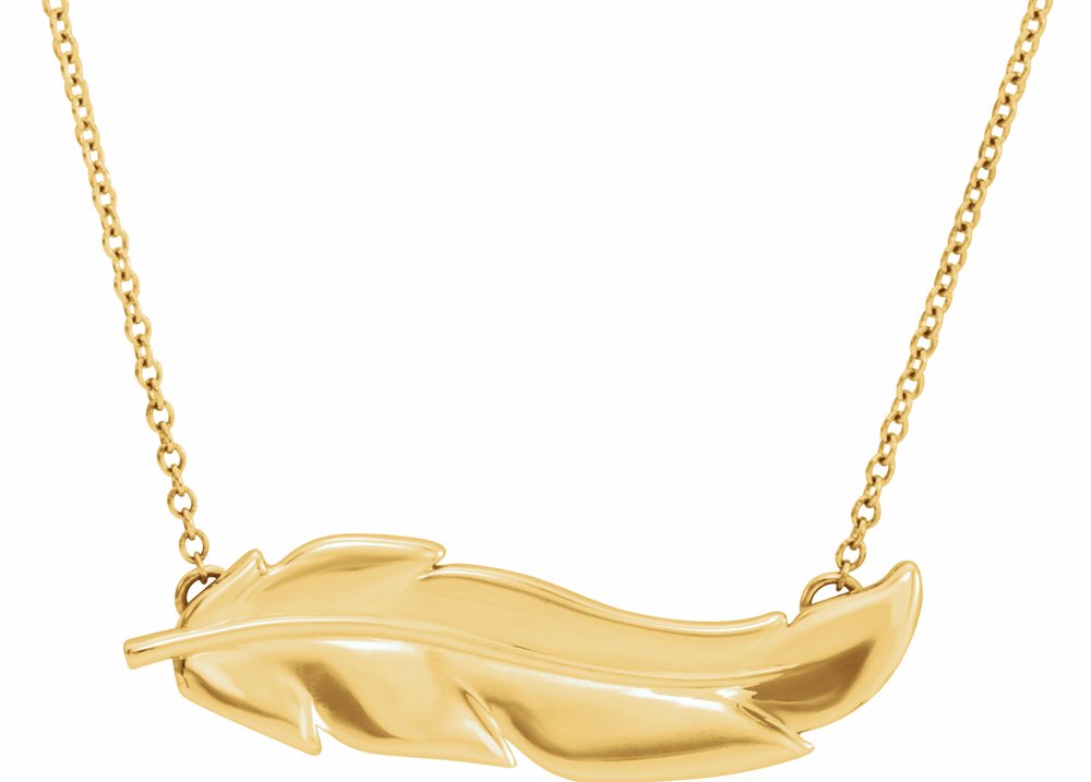 14K Yellow Feather 16-18" Necklace