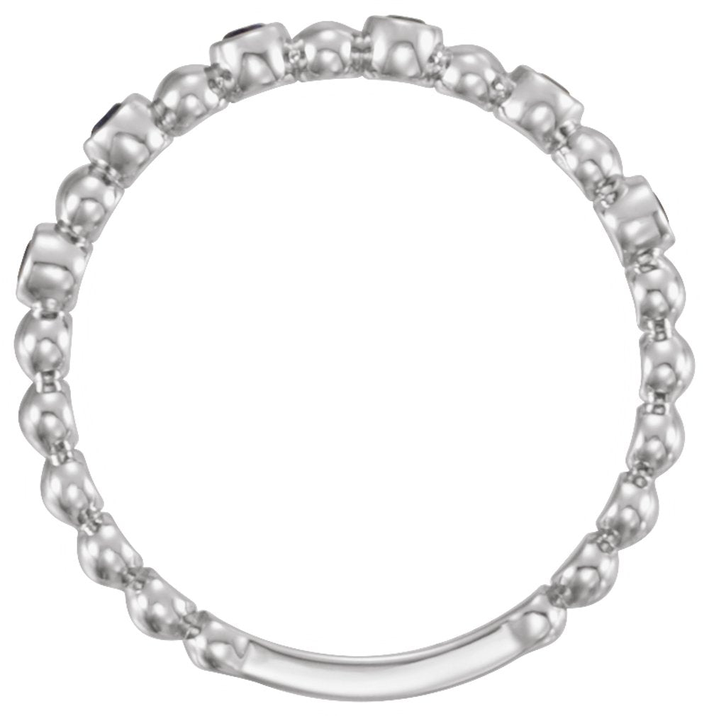 14K White Natural Blue Sapphire Stackable Ring