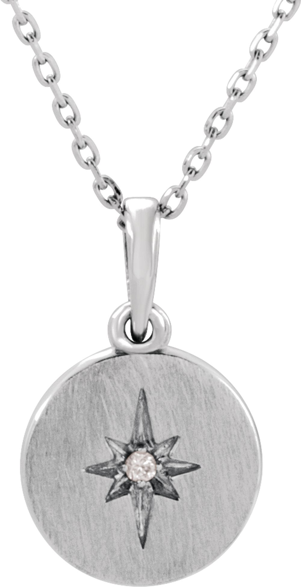 14K White .01 CT Natural Diamond Star 16-18" Necklace