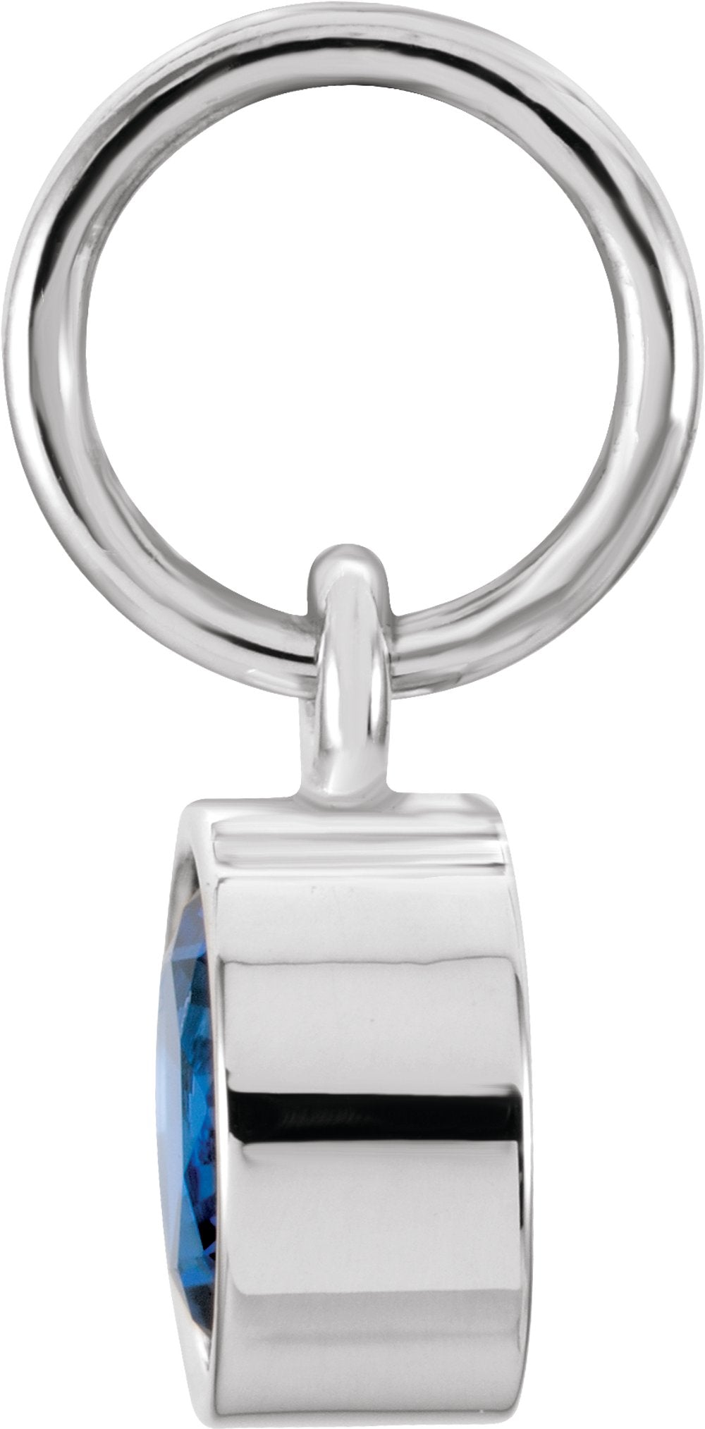 14K White Gold Posh Mommy® Imitation Blue Sapphire Charm/Pendant