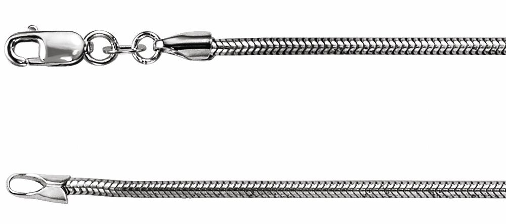 Rhodium-Plated Sterling Silver 1.5 mm Snake 16" Chain